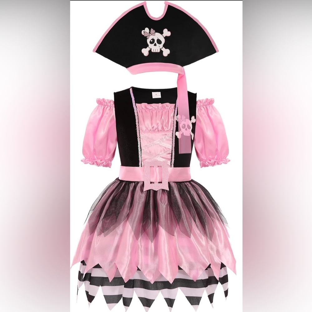 Pirate Costumes for Kids Sea Buccaneer Costume Pink Pirate Dress NWOT Size: M - Picture 3 of 12